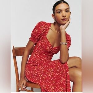 Reformation Floral Red Dress size 16